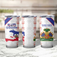Custom Haiti Football Tumbler Cup Les Grenadiers Veve Vodou White - Wonder Print Shop