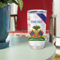 Custom Haiti Football Tumbler Cup Les Grenadiers Veve Vodou White - Wonder Print Shop