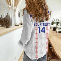 Custom Haiti Football Women Casual Shirt Les Grenadiers Veve Vodou White - Wonder Print Shop