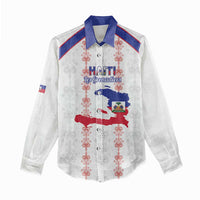 Custom Haiti Football Women Casual Shirt Les Grenadiers Veve Vodou White - Wonder Print Shop