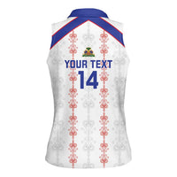 Custom Haiti Football Women Sleeveless Polo Shirt Les Grenadiers Veve Vodou White - Wonder Print Shop