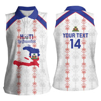 Custom Haiti Football Women Sleeveless Polo Shirt Les Grenadiers Veve Vodou White - Wonder Print Shop