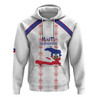 Custom Haiti Football Zip Hoodie Les Grenadiers Veve Vodou White - Wonder Print Shop