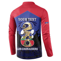 Personalized Les Grenadiers Haiti Football Button Sweatshirt 2026 Nou Retounen Blue Version - Wonder Print Shop