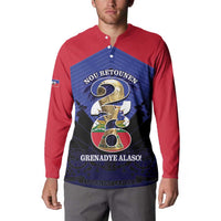 Personalized Les Grenadiers Haiti Football Button Sweatshirt 2026 Nou Retounen Blue Version - Wonder Print Shop