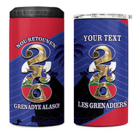 Personalized Les Grenadiers Haiti Football 4 in 1 Can Cooler Tumbler 2026 Nou Retounen Blue Version - Wonder Print Shop