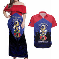 Personalized Les Grenadiers Haiti Football Couples Matching Off Shoulder Maxi Dress and Hawaiian Shirt 2026 Nou Retounen Blue Version - Wonder Print Shop