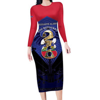 Personalized Les Grenadiers Haiti Football Family Matching Long Sleeve Bodycon Dress and Hawaiian Shirt 2026 Nou Retounen Blue Version - Wonder Print Shop
