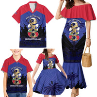Personalized Les Grenadiers Haiti Football Family Matching Mermaid Dress and Hawaiian Shirt 2026 Nou Retounen Blue Version - Wonder Print Shop