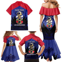 Personalized Les Grenadiers Haiti Football Family Matching Mermaid Dress and Hawaiian Shirt 2026 Nou Retounen Blue Version - Wonder Print Shop