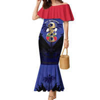 Personalized Les Grenadiers Haiti Football Family Matching Mermaid Dress and Hawaiian Shirt 2026 Nou Retounen Blue Version - Wonder Print Shop