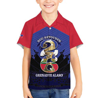 Personalized Les Grenadiers Haiti Football Family Matching Mermaid Dress and Hawaiian Shirt 2026 Nou Retounen Blue Version - Wonder Print Shop