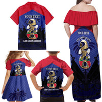 Personalized Les Grenadiers Haiti Football Family Matching Off Shoulder Maxi Dress and Hawaiian Shirt 2026 Nou Retounen Blue Version - Wonder Print Shop