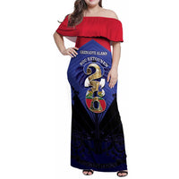 Personalized Les Grenadiers Haiti Football Family Matching Off Shoulder Maxi Dress and Hawaiian Shirt 2026 Nou Retounen Blue Version - Wonder Print Shop