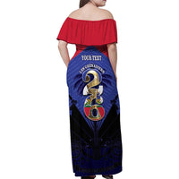 Personalized Les Grenadiers Haiti Football Family Matching Off Shoulder Maxi Dress and Hawaiian Shirt 2026 Nou Retounen Blue Version - Wonder Print Shop