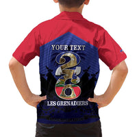 Personalized Les Grenadiers Haiti Football Family Matching Off Shoulder Short Dress and Hawaiian Shirt 2026 Nou Retounen Blue Version - Wonder Print Shop