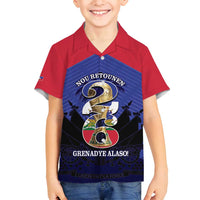Personalized Les Grenadiers Haiti Football Family Matching Off Shoulder Short Dress and Hawaiian Shirt 2026 Nou Retounen Blue Version - Wonder Print Shop