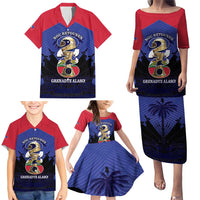 Personalized Les Grenadiers Haiti Football Family Matching Puletasi and Hawaiian Shirt 2026 Nou Retounen Blue Version - Wonder Print Shop