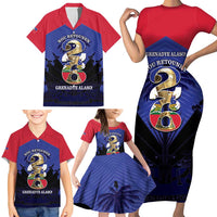 Personalized Les Grenadiers Haiti Football Family Matching Short Sleeve Bodycon Dress and Hawaiian Shirt 2026 Nou Retounen Blue Version - Wonder Print Shop