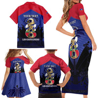 Personalized Les Grenadiers Haiti Football Family Matching Short Sleeve Bodycon Dress and Hawaiian Shirt 2026 Nou Retounen Blue Version - Wonder Print Shop