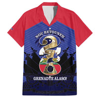 Personalized Les Grenadiers Haiti Football Family Matching Short Sleeve Bodycon Dress and Hawaiian Shirt 2026 Nou Retounen Blue Version - Wonder Print Shop