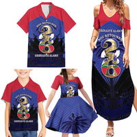 Personalized Les Grenadiers Haiti Football Family Matching Summer Maxi Dress and Hawaiian Shirt 2026 Nou Retounen Blue Version - Wonder Print Shop