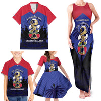 Personalized Les Grenadiers Haiti Football Family Matching Tank Maxi Dress and Hawaiian Shirt 2026 Nou Retounen Blue Version - Wonder Print Shop