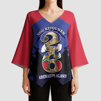 Personalized Les Grenadiers Haiti Football Kimono Sleeve Blouse 2026 Nou Retounen Blue Version - Wonder Print Shop
