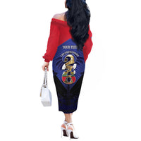 Personalized Les Grenadiers Haiti Football Off The Shoulder Long Sleeve Dress 2026 Nou Retounen Blue Version - Wonder Print Shop
