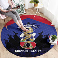 Les Grenadiers Haiti Football Round Carpet 2026 Nou Retounen Blue Version - Wonder Print Shop