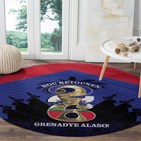 Les Grenadiers Haiti Football Round Carpet 2026 Nou Retounen Blue Version - Wonder Print Shop