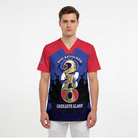 Personalized Les Grenadiers Haiti Football Scrub Top 2026 Nou Retounen Blue Version - Wonder Print Shop