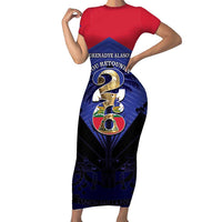 Personalized Les Grenadiers Haiti Football Short Sleeve Bodycon Dress 2026 Nou Retounen Blue Version - Wonder Print Shop