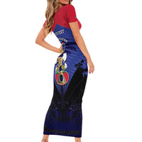 Personalized Les Grenadiers Haiti Football Short Sleeve Bodycon Dress 2026 Nou Retounen Blue Version - Wonder Print Shop