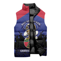 Personalized Les Grenadiers Haiti Football Sleeveless Puffer Jacket 2026 Nou Retounen Blue Version - Wonder Print Shop