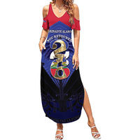 Personalized Les Grenadiers Haiti Football Summer Maxi Dress 2026 Nou Retounen Blue Version - Wonder Print Shop