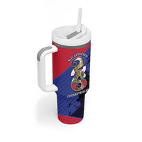Personalized Les Grenadiers Haiti Football Tumbler With Handle 2026 Nou Retounen Blue Version - Wonder Print Shop