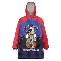 Personalized Les Grenadiers Haiti Football Wearable Blanket Hoodie 2026 Nou Retounen Blue Version - Wonder Print Shop