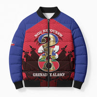 Personalized Les Grenadiers Haiti Football Bomber Puffer Jacket 2026 Nou Retounen Red Version - Wonder Print Shop