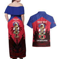 Personalized Les Grenadiers Haiti Football Couples Matching Off Shoulder Maxi Dress and Hawaiian Shirt 2026 Nou Retounen Red Version - Wonder Print Shop