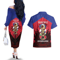 Personalized Les Grenadiers Haiti Football Couples Matching Off The Shoulder Long Sleeve Dress and Hawaiian Shirt 2026 Nou Retounen Red Version - Wonder Print Shop