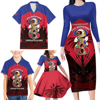 Personalized Les Grenadiers Haiti Football Family Matching Long Sleeve Bodycon Dress and Hawaiian Shirt 2026 Nou Retounen Red Version - Wonder Print Shop