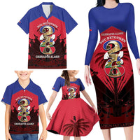Personalized Les Grenadiers Haiti Football Family Matching Long Sleeve Bodycon Dress and Hawaiian Shirt 2026 Nou Retounen Red Version - Wonder Print Shop