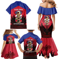 Personalized Les Grenadiers Haiti Football Family Matching Mermaid Dress and Hawaiian Shirt 2026 Nou Retounen Red Version - Wonder Print Shop