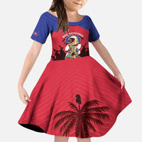 Personalized Les Grenadiers Haiti Football Family Matching Off Shoulder Maxi Dress and Hawaiian Shirt 2026 Nou Retounen Red Version - Wonder Print Shop