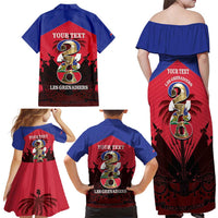 Personalized Les Grenadiers Haiti Football Family Matching Off Shoulder Maxi Dress and Hawaiian Shirt 2026 Nou Retounen Red Version - Wonder Print Shop
