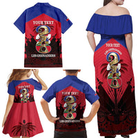 Personalized Les Grenadiers Haiti Football Family Matching Off Shoulder Maxi Dress and Hawaiian Shirt 2026 Nou Retounen Red Version - Wonder Print Shop