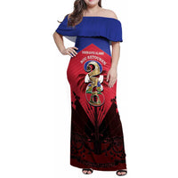 Personalized Les Grenadiers Haiti Football Family Matching Off Shoulder Maxi Dress and Hawaiian Shirt 2026 Nou Retounen Red Version - Wonder Print Shop