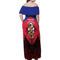 Personalized Les Grenadiers Haiti Football Family Matching Off Shoulder Maxi Dress and Hawaiian Shirt 2026 Nou Retounen Red Version - Wonder Print Shop
