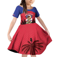 Personalized Les Grenadiers Haiti Football Family Matching Off Shoulder Short Dress and Hawaiian Shirt 2026 Nou Retounen Red Version - Wonder Print Shop